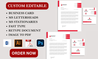 I will do MS Letterhead, MS Stationery, Fast Type & Retype Document, Convert Image to PDF