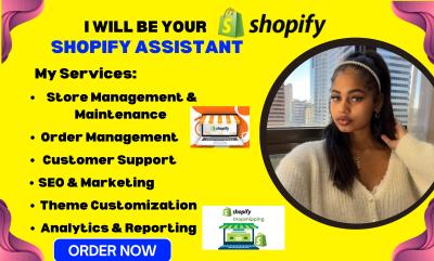 I will be your personal executive virtual administrative Shopify assistant data entry