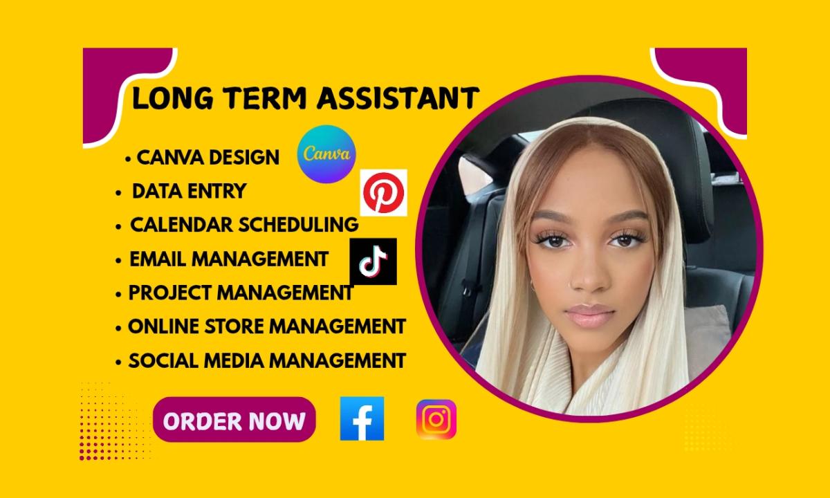 I Will Be Your Long Term Personal Executive Virtual Assistant & Social Media Manager
