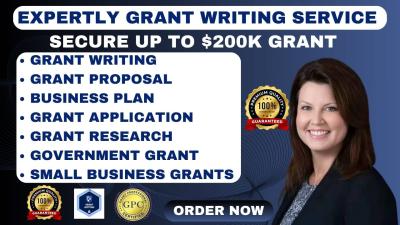 I will do grant writing, grant research, grant proposal writing, business plan, application