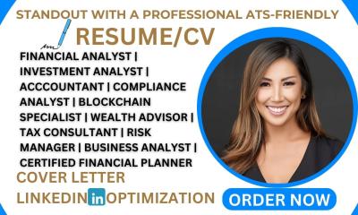 I Will Write Financial and Investment Analyst, Wealth Advisor, Fintech, and CFO Resume