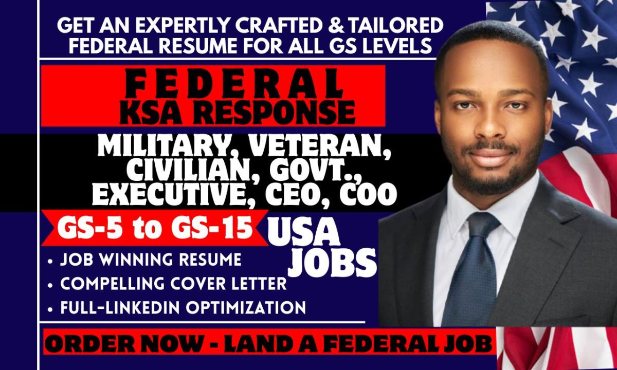 I will write 24hrs federal executive, ceo, military veteran, usajobs resume writing