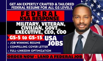 I will write 24hrs federal executive, ceo, military veteran, usajobs resume writing