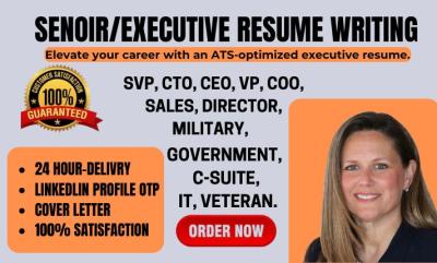 I will write senior executive tech resume IT director CEO media sales executive resume