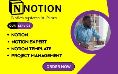 I will be your Notion Virtual Assistant, Expert, Notion Template to Boost Productivity