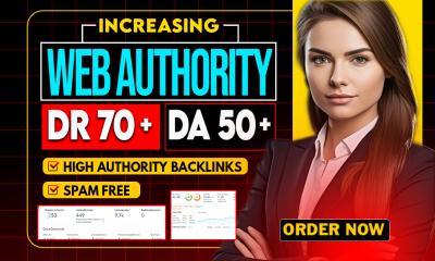 I will increase domain rating Ahrefs DR 70, Domain Authority Moz DA, TF, UR