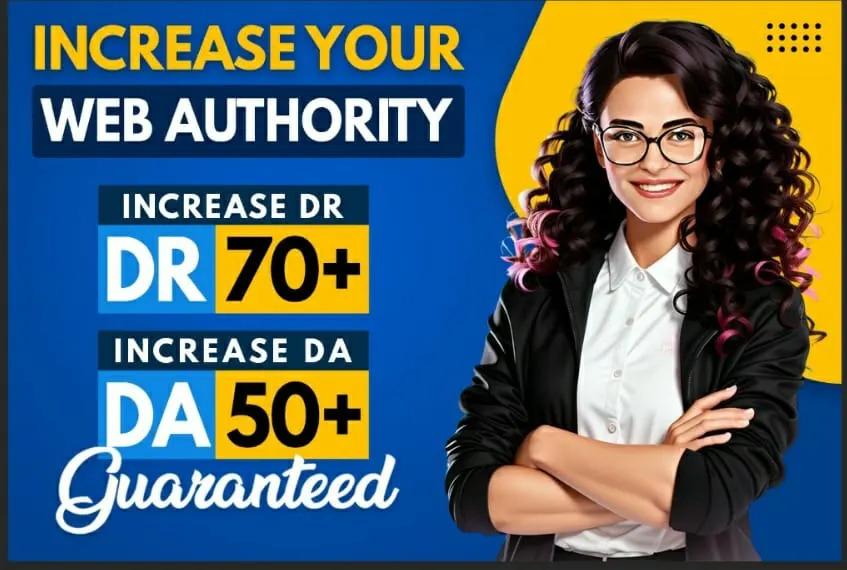 I will boost your Ahrefs DR up to 70 and Moz DA using safe SEO backlinks