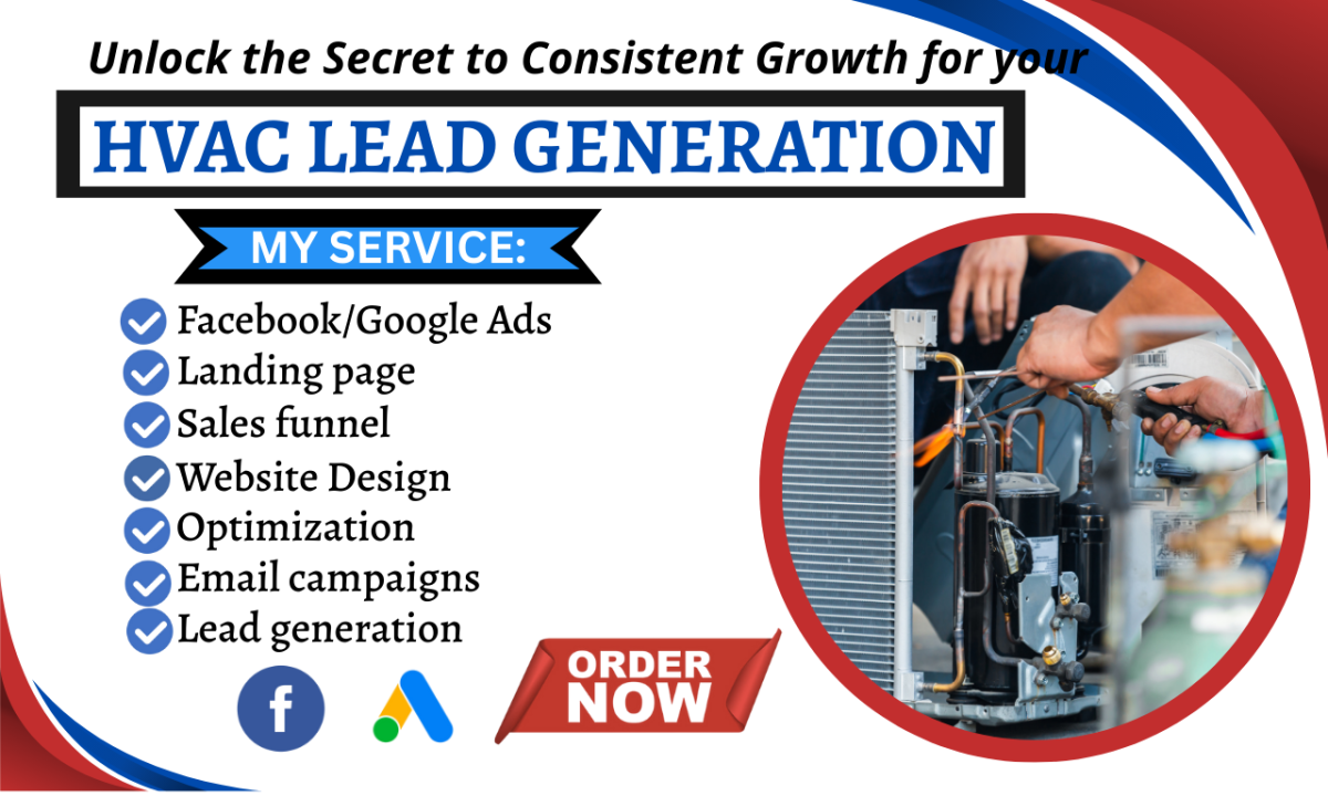 I will generate B2B HVAC leads with Facebook Ads, Google AdWords, and HVAC Landing Pages