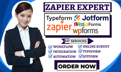 I will create WP forms, Zoho Form, Typeform, Online Survey, JotForm, Zapier Integration