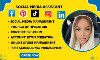 I will be your Social Media Manager, Canva Graphics Designer, and Executive Virtual Assistant