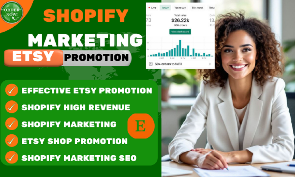 I will boost your Etsy shop, Shopify promotion, Shopify marketing, Shopify traffic