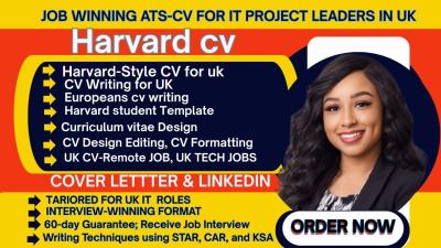 I will write and design an ATS Harvard Style CV for UK & European, Harvard Student CV