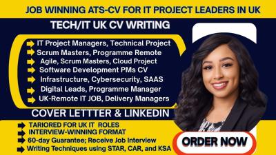 I will write an expert UK IT project manager CV, cloud, agile, cybersecurity, tech, AWS