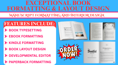 I will do paperback formatting, book editing, book layout design, and book formatting