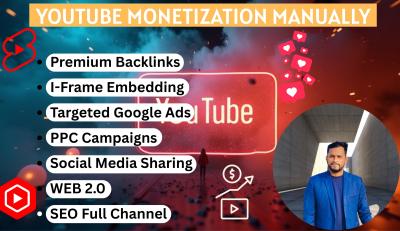 I will do complete YouTube channel promotion for monetization manually