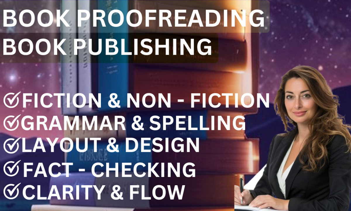 I will do professionally book proofreading and publishing