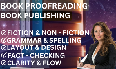 I will do professionally book proofreading and publishing