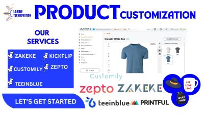 I will do Shopify POD Zakeke Customly Kickflip Lumise 2D 3D T-Shirt Website Printify