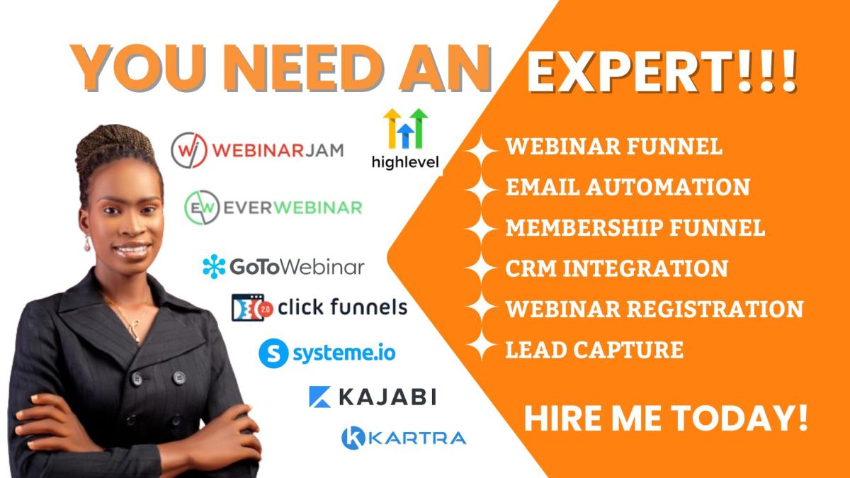 I will do WebinarJam EverWebinar Membership Funnel Automation on GHL, ClickFunnels