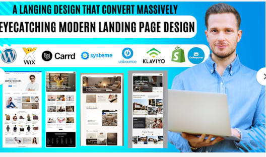 I will design an eye-catching modern landing page design