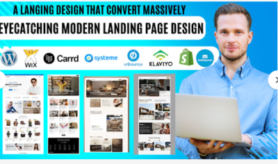 I will design an eye-catching modern landing page design