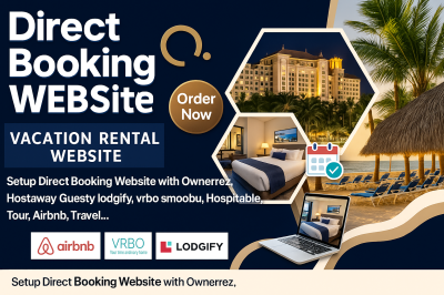 I will setup direct booking website with OwnerRez, Guesty, Hostaway, Lodgify, VRBO, Airbnb