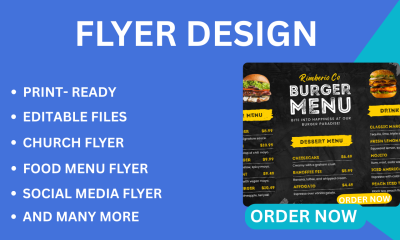 I Will Do Canva Flyer Design, Food Menu Flyer, Church Flyer, Event Flyer