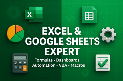 I will custom excel dashboard excel vba macros automation formular function googlesheet