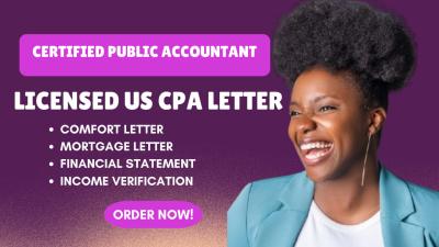 I will sign CPA comfort letter audit financial statement US CPA income verification