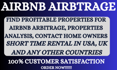 I will find Airbnb Arbitrage Properties in USA, CA, and Any Other Location