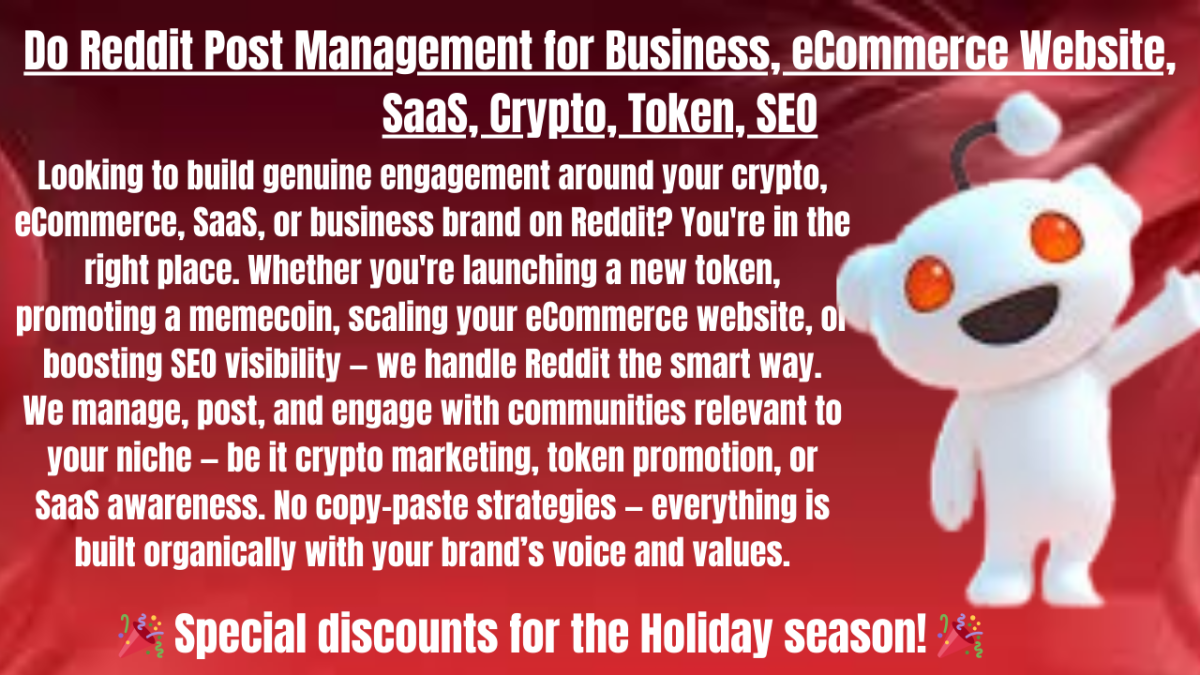Do Reddit Post Management for Business, E-commerce Website, SaaS, Crypto Token