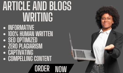 I will do Medical, Business Service, Blogs, Real Estate, E-commerce Website Article Writing