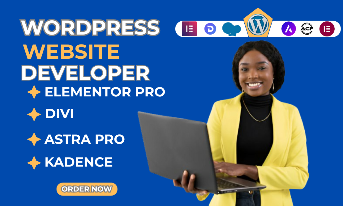 I will design WordPress website with Astra Pro, Divi, Elementor Pro, Kadence
