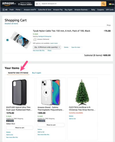How to Search for Items and Save Them for Later on Amazon