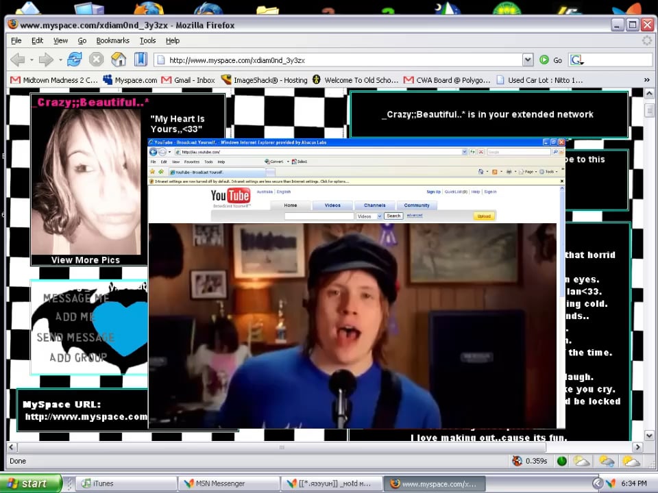 MySpace and YouTube circa 2005  rnostalgia