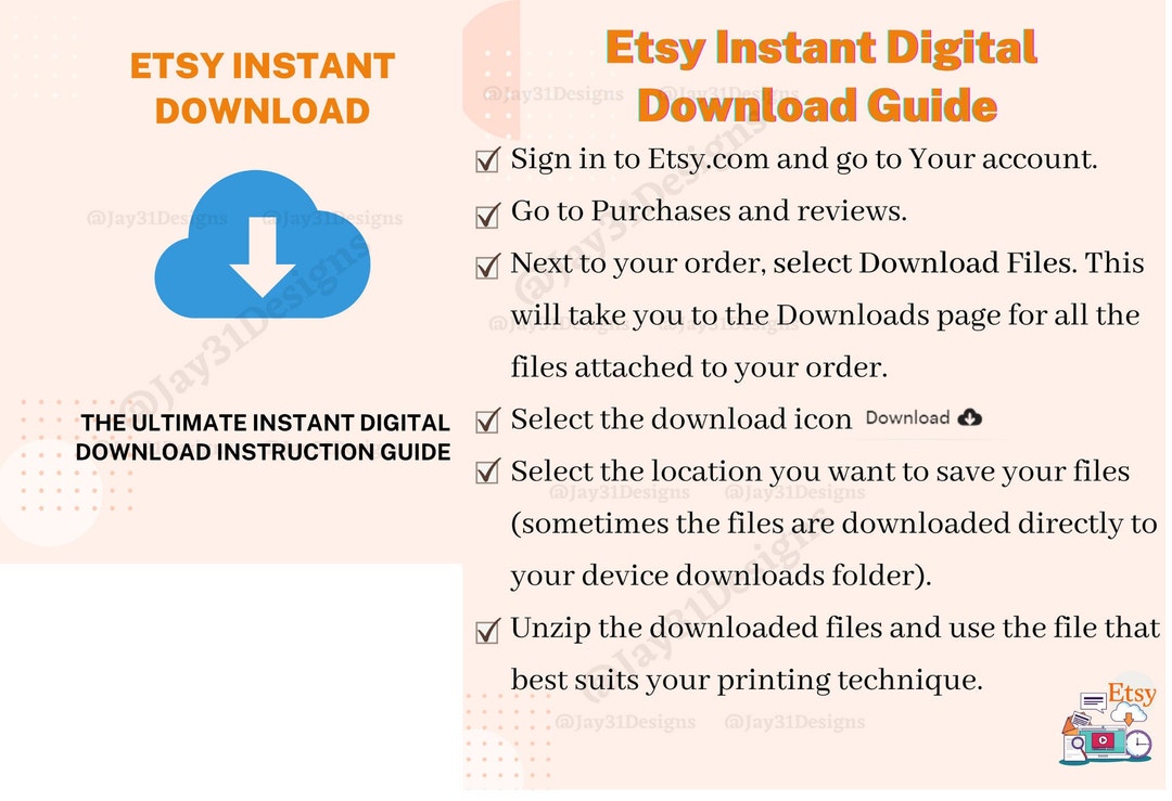 How to Download Etsy Digital File Etsy Instant Digital Download  Etsy 