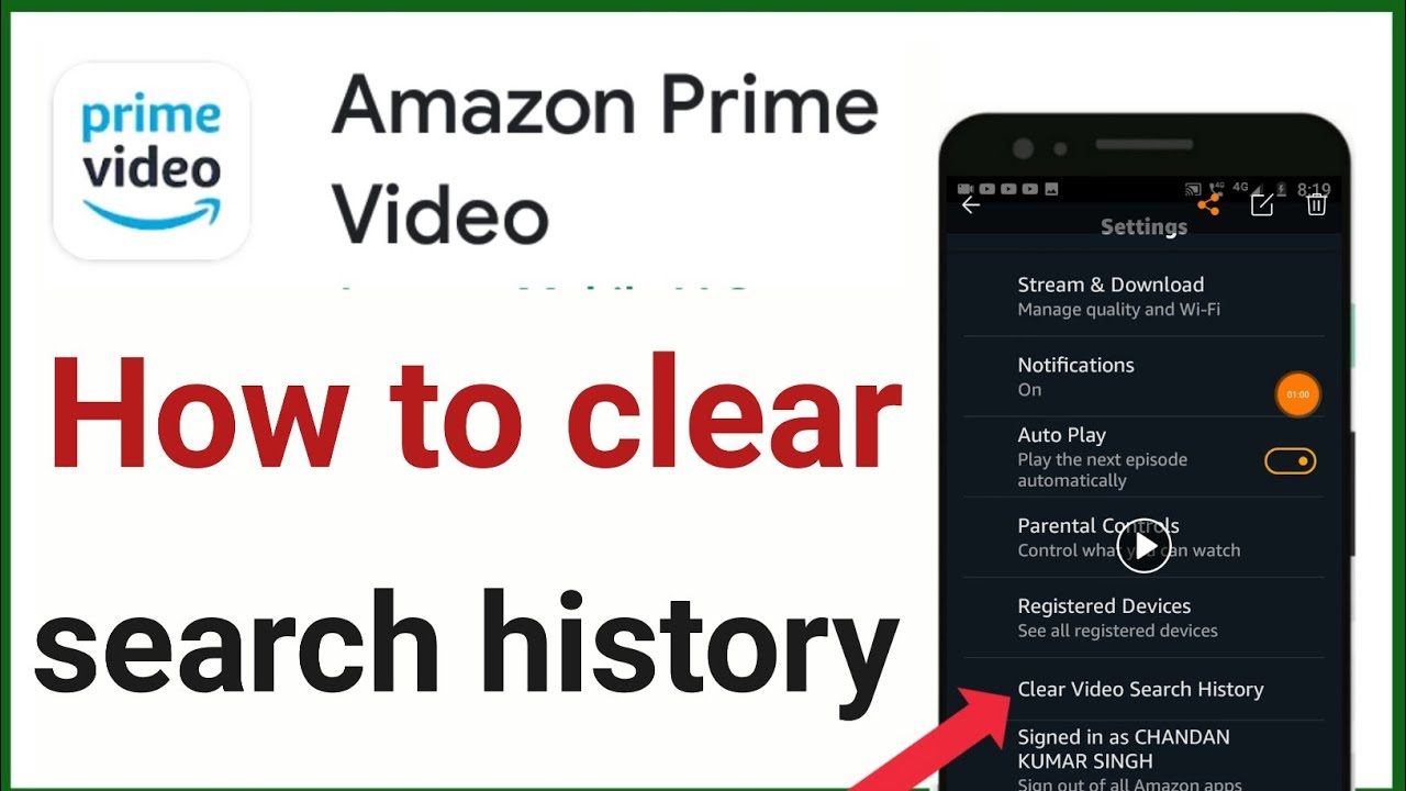 How to delete search history on amazon prime video clear  YouTube