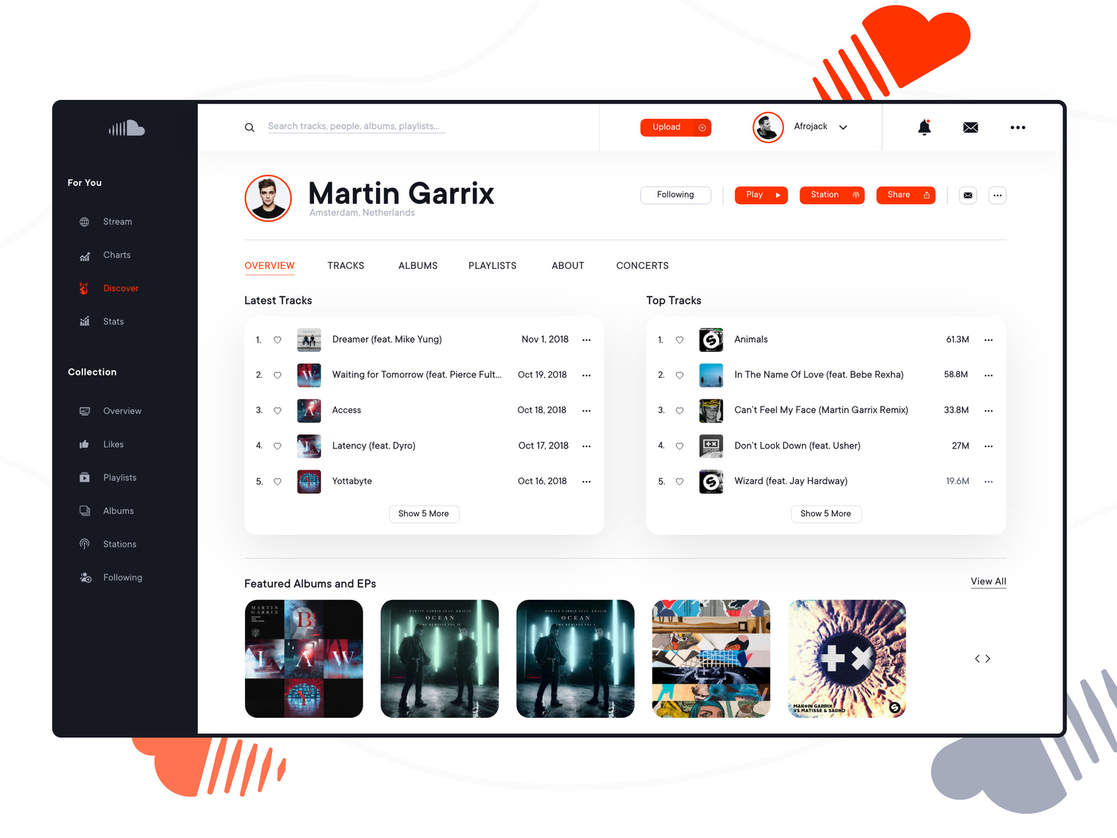 Soundcloud  Profile UI Redesign by Jonathan Wagner on Dribbble