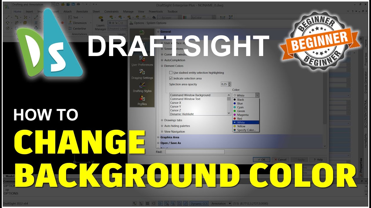 DraftSight How To Change Background Color Tutorial  YouTube