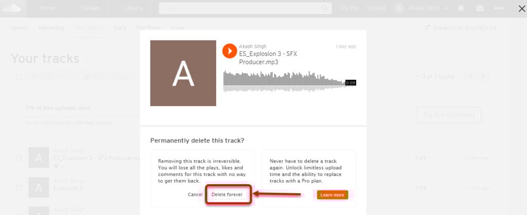 How to delete songs on SoundCloud