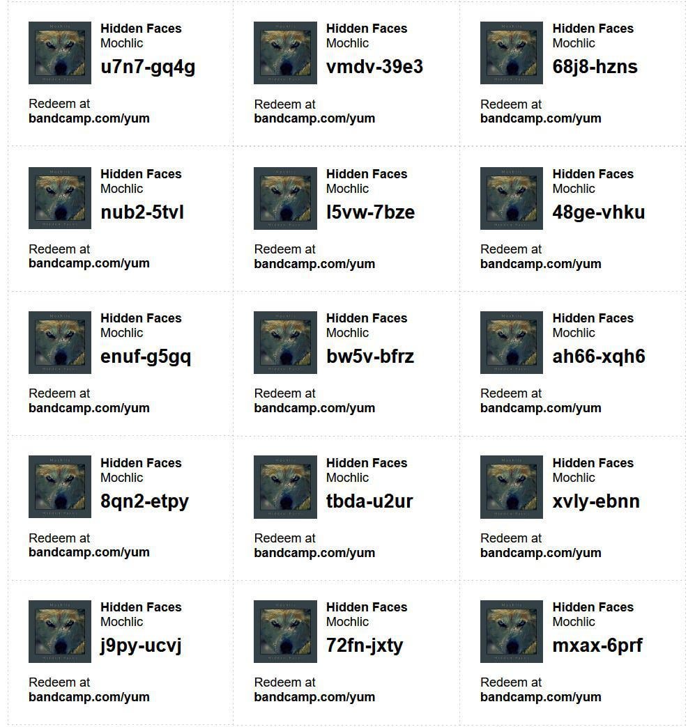 Free album codes  rBandCamp