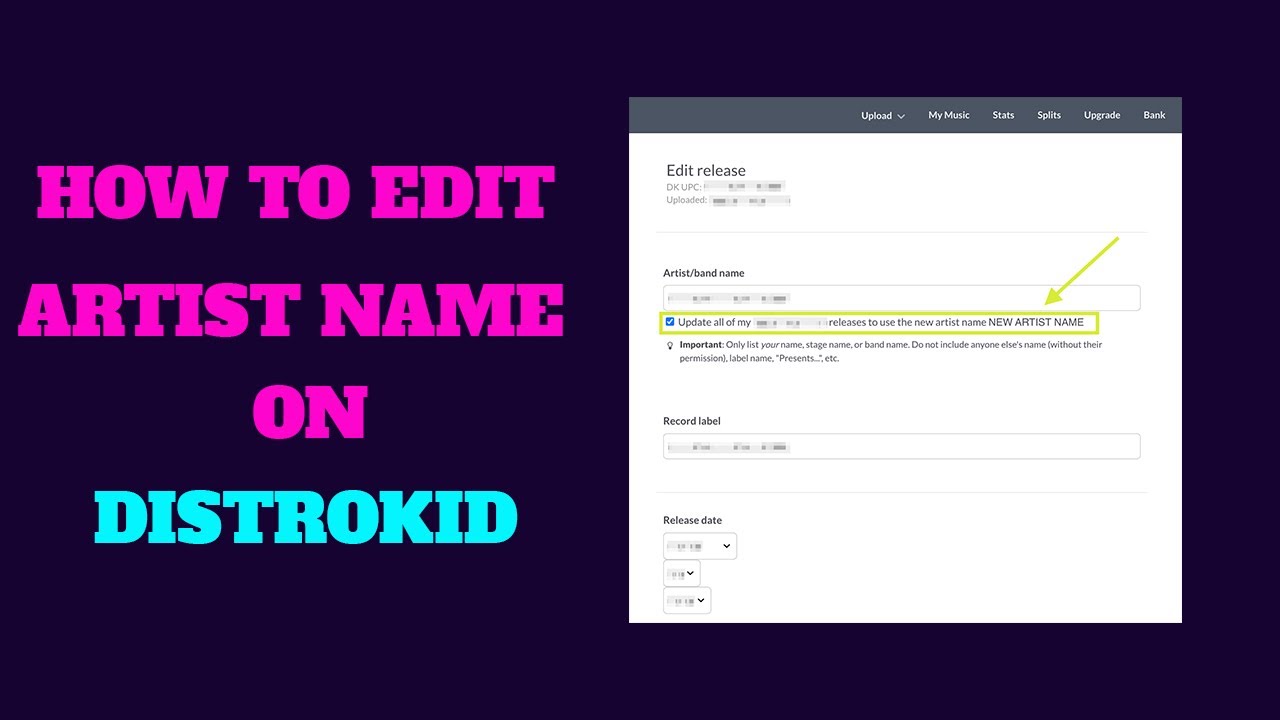 How to edit and Change your artist profile name or stage name on