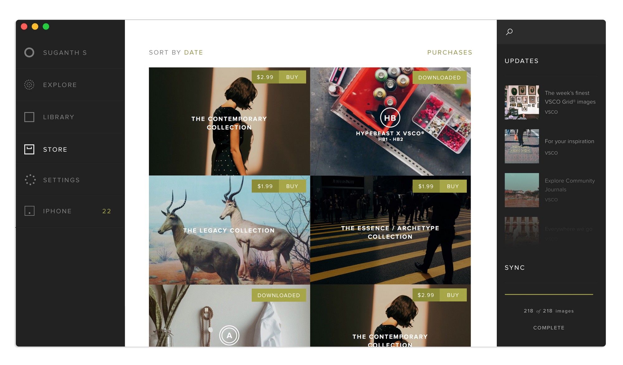 VSCO Suite for Mac OS X  Mac os User interface Vsco