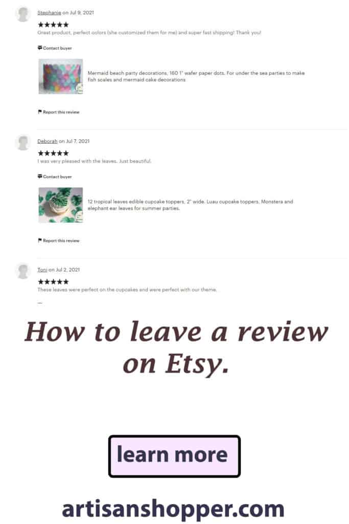 How To Leave Reviews On Etsy And How Guests Can  Artisan Shopper