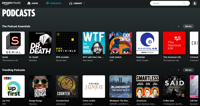 Exploring the Podcast Library on Amazon Music