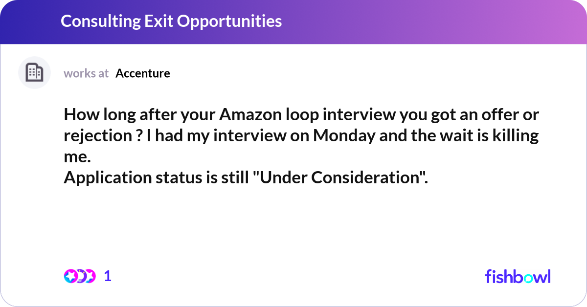 How long after your Amazon loop interview you got   Fishbowl