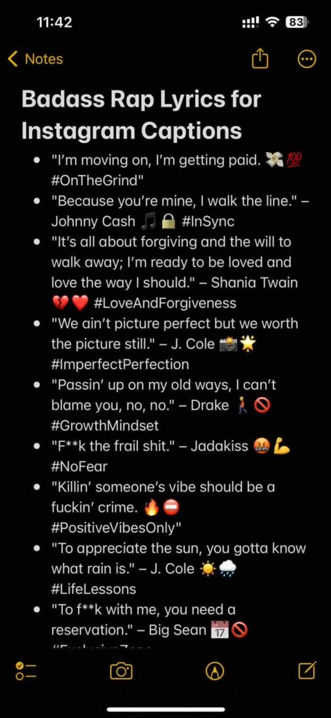 200 Best Rap Lyrics for Instagram CaptionsAll Types  Arvin AI
