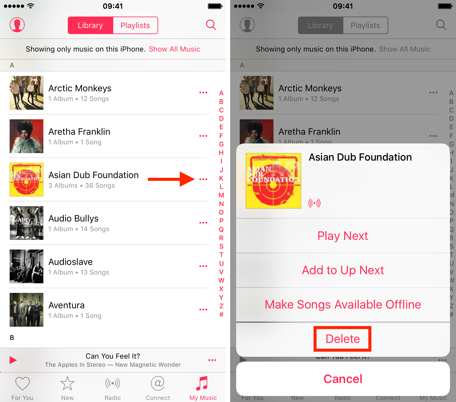 How to to delete songs from the Music app