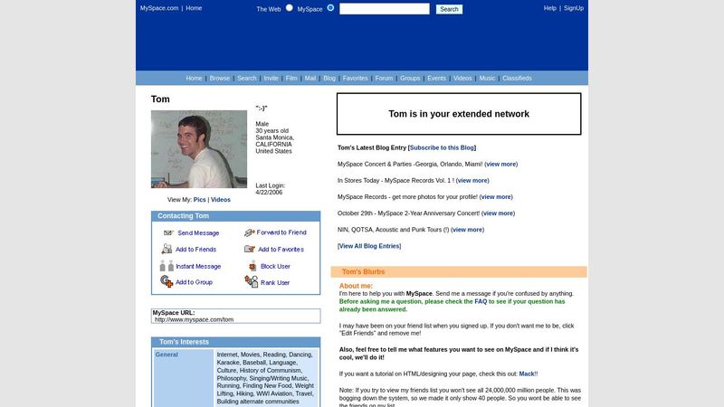 Customizable MySpace Profile powered by Pug