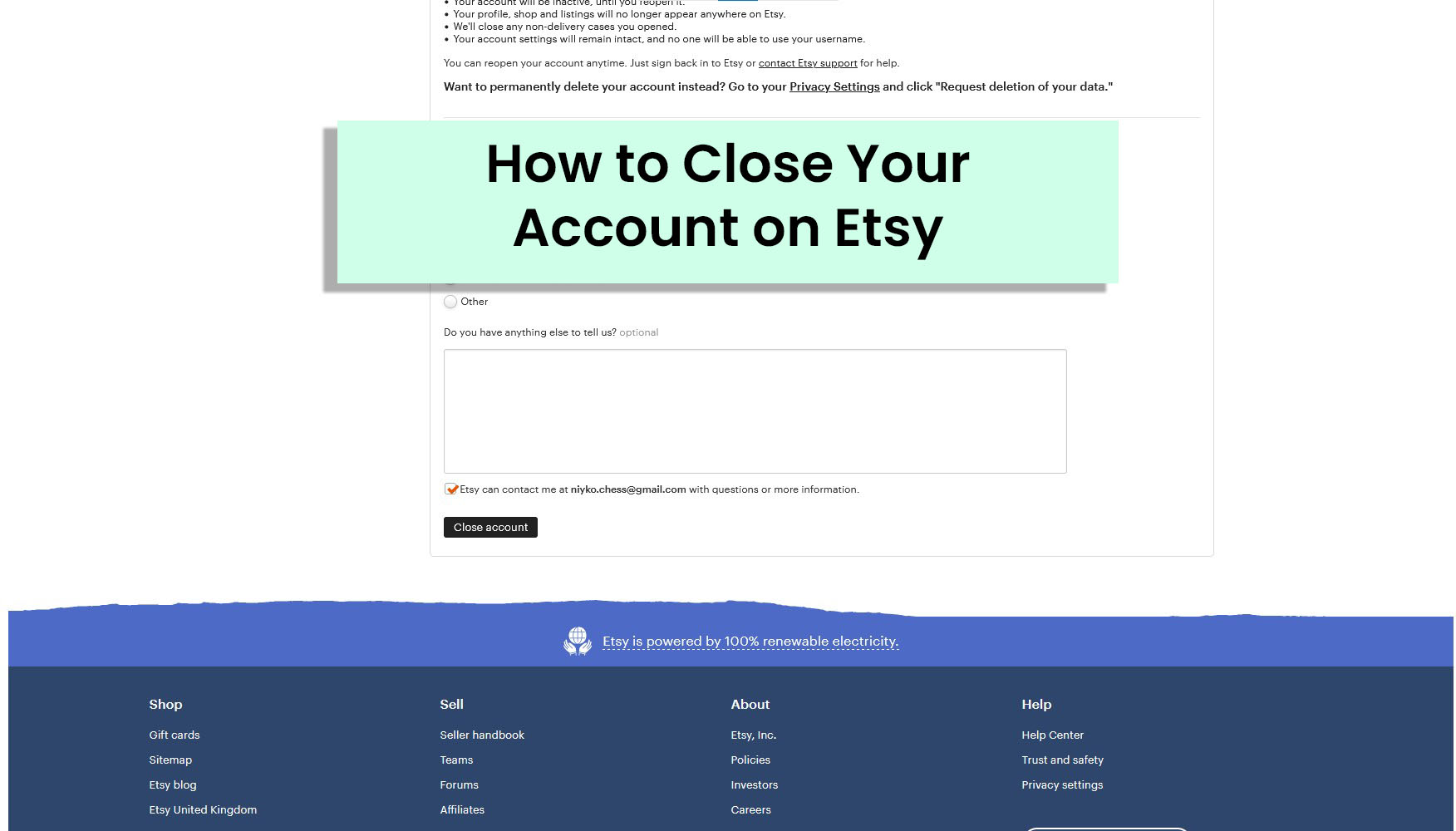 How to Delete an Etsy Account